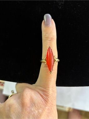Vintage Avon Marquise-Cut Faux Carnelian Cabochon Ring Size 7